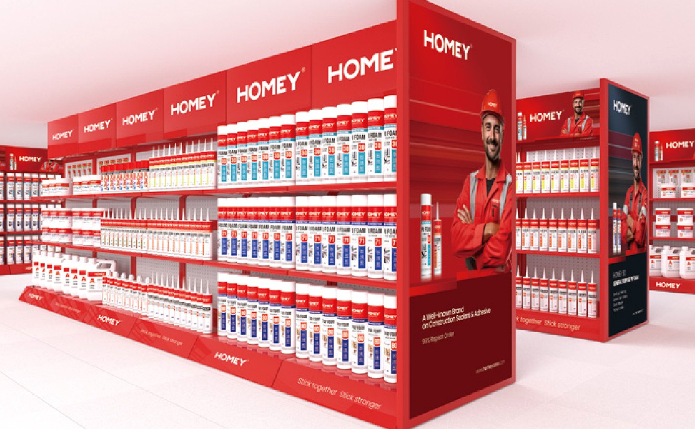 HOMEY branded retail display shelf for distributors